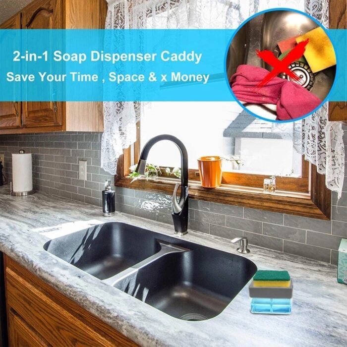 2-in-1 Portable Soap Pump Dispenser Sponge