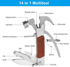 14-in-1 Stainless Steel Multitool Hammer: Ultimate Camping & Survival Gear Kit