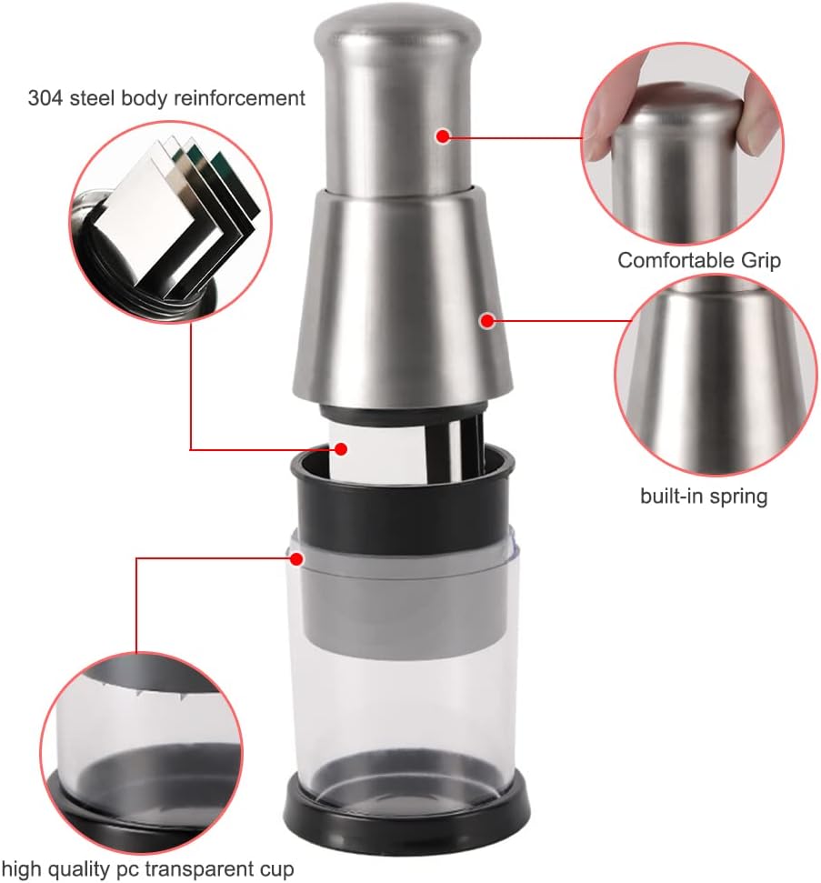 Premium Stainless Steel Garlic Press & Vegetable Chopper – Versatile Manual Kitchen Tool