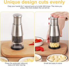 Premium Stainless Steel Garlic Press & Vegetable Chopper – Versatile Manual Kitchen Tool