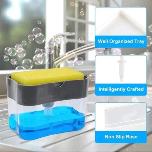 2-in-1 Portable Soap Pump Dispenser Sponge