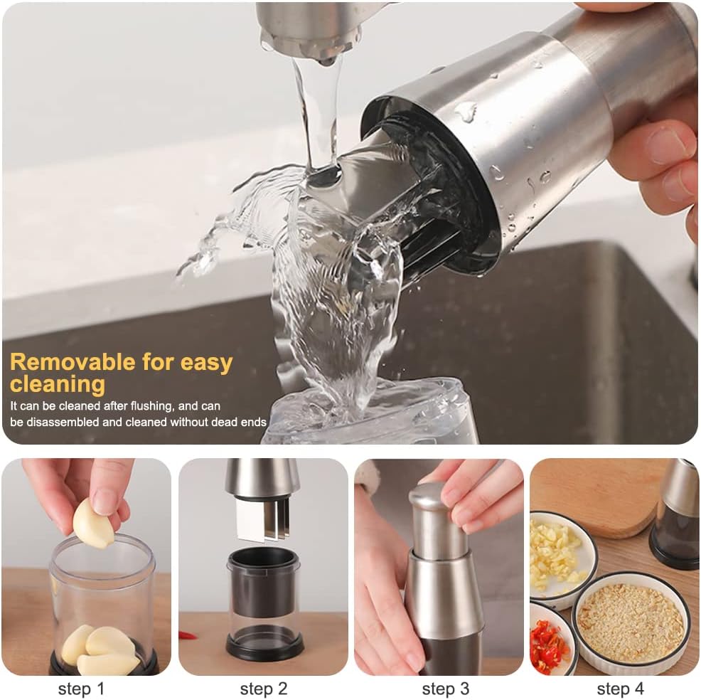Premium Stainless Steel Garlic Press & Vegetable Chopper – Versatile Manual Kitchen Tool