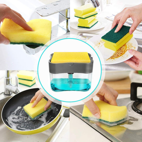 2-in-1 Portable Soap Pump Dispenser Sponge