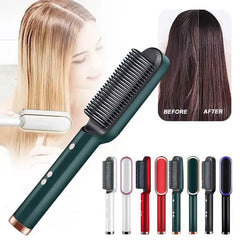 2 In 1 Hair Straightener Brush And Curling Comb