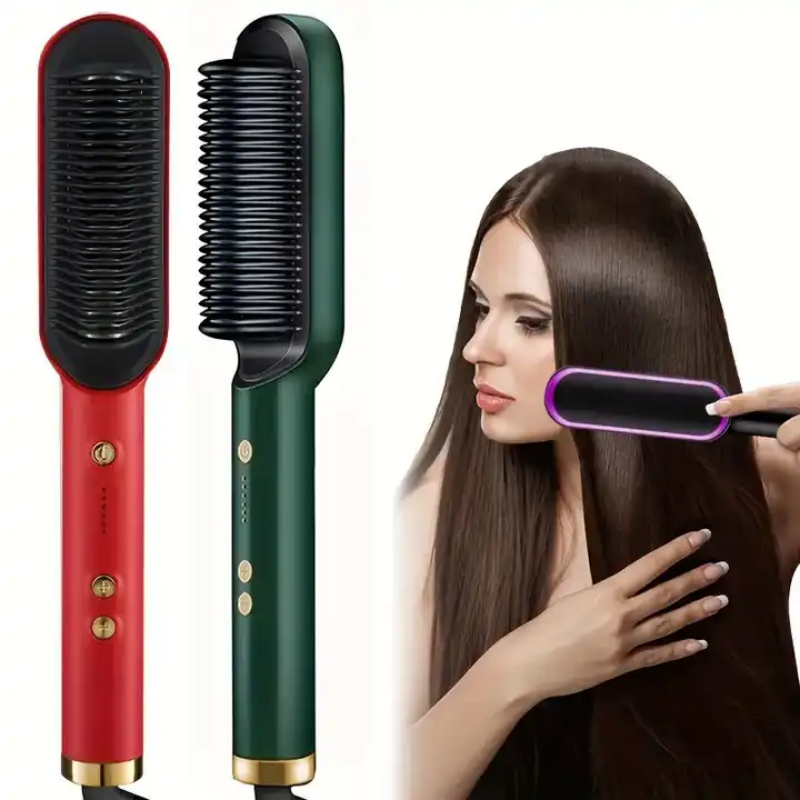 2 In 1 Hair Straightener Brush And Curling Comb